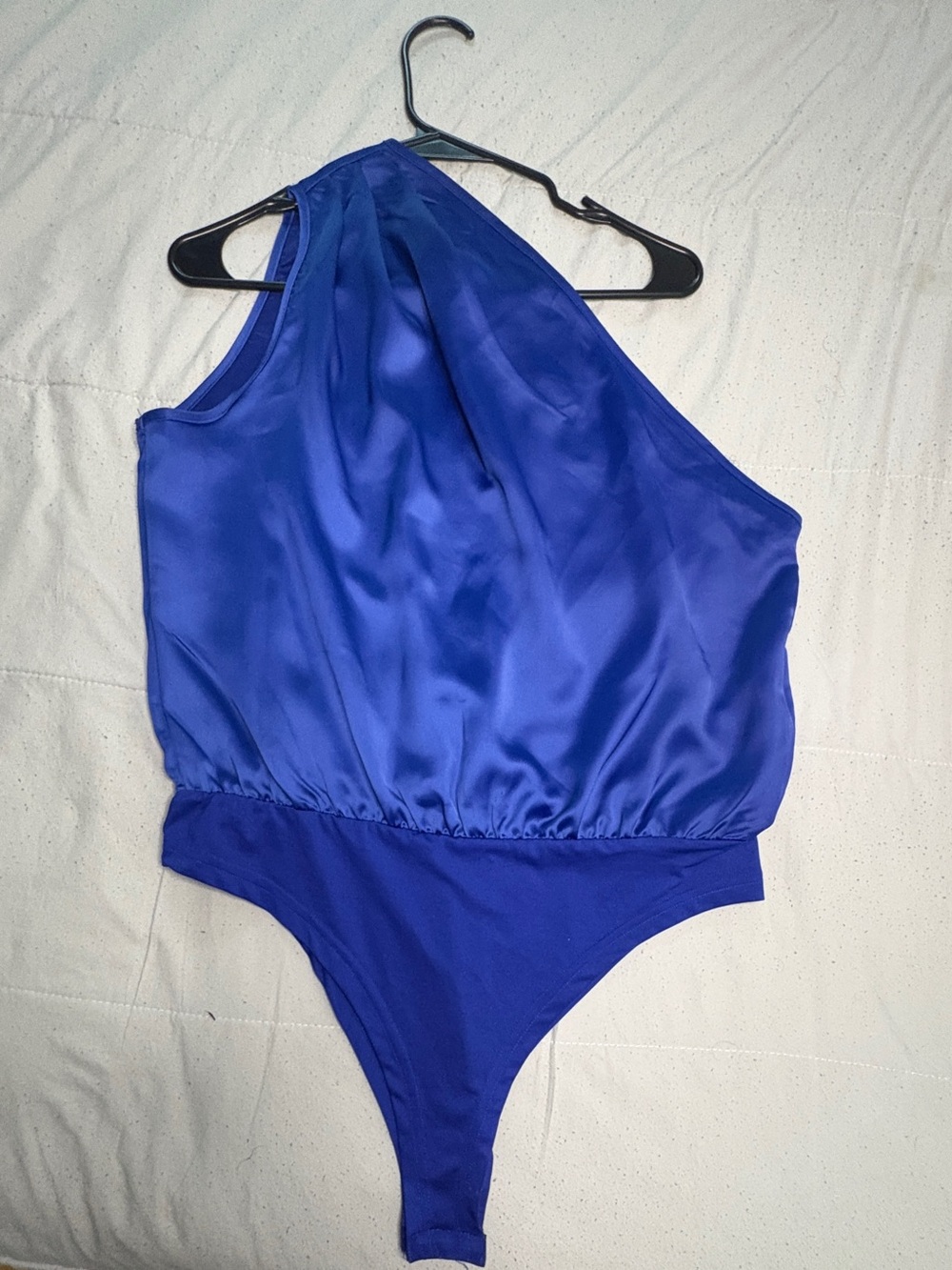 One-Shoulder Royal Blue Women's Bodysuit - Picture 3 of 5